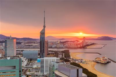 Fukuoka bei Sonnenuntergang